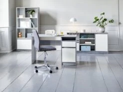 Bibliothèque BILLUND 1 Tiroir Blanc/coloris Béton 13 Bibliothèque BILLUND 1 Tiroir Blanc/coloris Béton -Meubles Soldes Boutique 100518