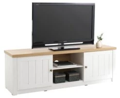 Meuble TV MARKSKEL Blanc/chêne -Meubles Soldes Boutique 106728