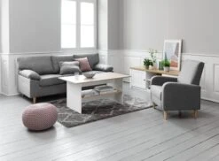 Meuble TV MARKSKEL Blanc/chêne -Meubles Soldes Boutique 115314