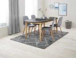 Table EGENS 90x190/270 Noir -Meubles Soldes Boutique 119109