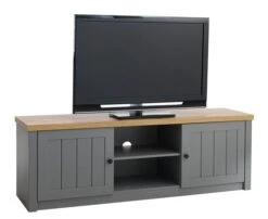 Meuble TV MARKSKEL Gris/chêne -Meubles Soldes Boutique 126658