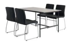 TERSLEV L140 Table + 4 HAMMEL Chaises Noir