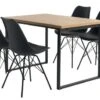 AABENRAA L120 Table Chêne + 4 KLARUP Chaises Noir