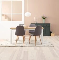 MARKSKEL L150/193 Table + 4 JONSTRUP Chaises Asphalte/chêne -Meubles Soldes Boutique 128665