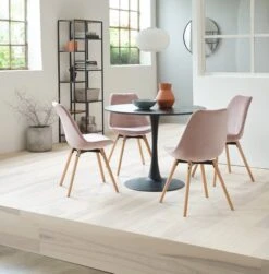 Royal Oak Chaise KASTRUP Velours Rose/chêne -Meubles Soldes Boutique 128694 2