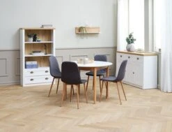 Table MARSTRAND Ø110/110x200 Blanc/naturel -Meubles Soldes Boutique 128726 2