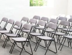 Chaise Pliante VOEL Velours Gris Foncé -Meubles Soldes Boutique 128793