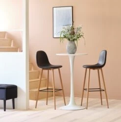 Chaise De Bar JONSTRUP Noir/coloris Chêne -Meubles Soldes Boutique 128794