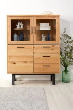 Royal Oak Vitrine SANDBY 3 Portes Chêne Naturel/noir -Meubles Soldes Boutique 132851