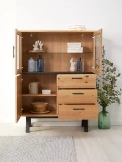 Royal Oak Vitrine SANDBY 3 Portes Chêne Naturel/noir -Meubles Soldes Boutique 132852