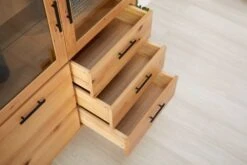 Royal Oak Vitrine SANDBY 3 Portes Chêne Naturel/noir -Meubles Soldes Boutique 132853