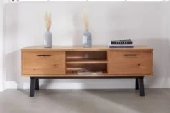 Royal Oak Meuble TV SANDBY 2 Portes Chêne Naturel/noir -Meubles Soldes Boutique 132859