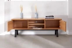 Royal Oak Meuble TV SANDBY 2 Portes Chêne Naturel/noir -Meubles Soldes Boutique 132860