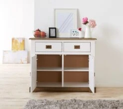 Buffet VILSTED 2 Portes Blanc/brun -Meubles Soldes Boutique 135050