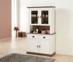 Partie Supérieure VILSTED 2 Portes Blanc/brun -Meubles Soldes Boutique 135065