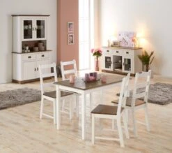 Buffet VILSTED 2 Portes Blanc/brun -Meubles Soldes Boutique 137119