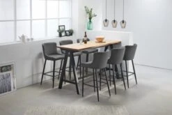 Chaise De Bar PEBRINGE Avec Dossier Tissu Gris/noir -Meubles Soldes Boutique 137292 1