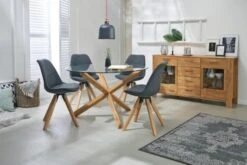 Chaise DREJHUS Tissu Gris Anthracite/naturel -Meubles Soldes Boutique 138024