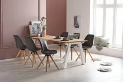 Chaise DREJHUS Tissu Gris Anthracite/naturel -Meubles Soldes Boutique 138026