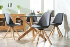 Chaise DREJHUS Tissu Gris Anthracite/naturel -Meubles Soldes Boutique 138030