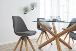 Chaise DREJHUS Tissu Gris Anthracite/naturel -Meubles Soldes Boutique 138037