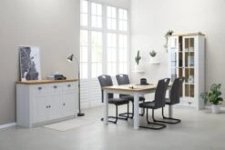 Table MARKSKEL 150x193 Blanc/coloris Chêne -Meubles Soldes Boutique 139171 1