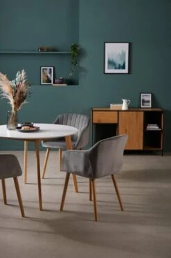 Chaise ADSLEV Velours Gris/naturel -Meubles Soldes Boutique 150597