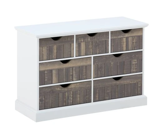 Commode OLDEKROG 7 Tiroirs Blanc/gris