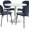 RINGSTED Ø100 Table Blanc + 4 MANSTRUP Chaises Pétrole
