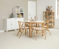 Table MARSTRAND Ø110/110x200 Blanc/naturel -Meubles Soldes Boutique 165048 3