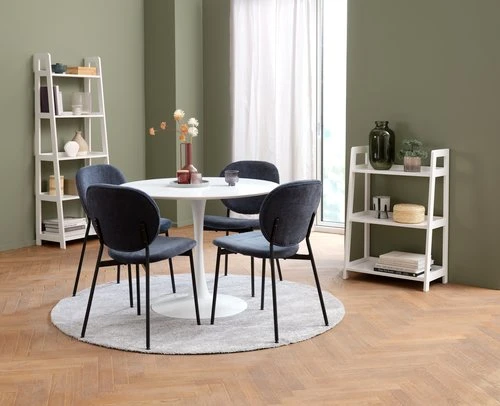 RINGSTED Ø100 Table Blanc + 4 MANSTRUP Chaises Pétrole 2 RINGSTED Ø100 Table Blanc + 4 MANSTRUP Chaises Pétrole – Image 2