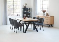 Royal Oak Buffet SANDBY 2 Portes + 3 Tiroirs Chêne Naturel/noir -Meubles Soldes Boutique 165161