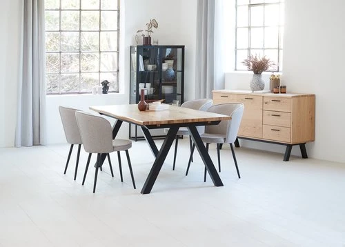 SANDBY L210 Table Chêne Naturel + 4 RISSKOV Chaises Gris C. 3 SANDBY L210 Table Chêne Naturel + 4 RISSKOV Chaises Gris C. – Image 3