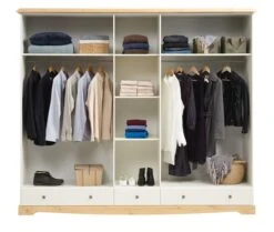 Armoire ROLD 251×216 Blanc/pin -Meubles Soldes Boutique 179683