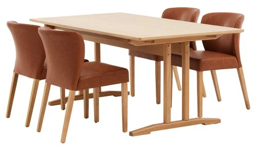 AALBORG L180/270 Table + 4 KULBY Chaises Brun/chêne 1 AALBORG L180/270 Table + 4 KULBY Chaises Brun/chêne