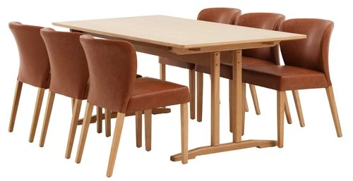 AALBORG L180/270 Table + 4 KULBY Chaises Brun/chêne 2 AALBORG L180/270 Table + 4 KULBY Chaises Brun/chêne – Image 2