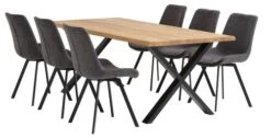 ROSKILDE L200 Chêne Naturel + 4 HYGUM Chaises Gris -Meubles Soldes Boutique 186612