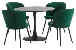 RINGSTED Ø100 Table Noir + 4 RISSKOV Chaises Vert Foncé