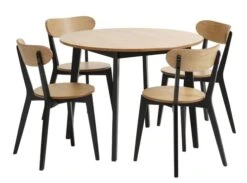 JEGIND Ø105 Table Chêne/noir + 4 JEGIND Chaises Chêne/noir