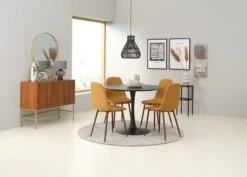 Chaise JONSTRUP Tissu Curry/coloris Chêne Foncé -Meubles Soldes Boutique 188054 2