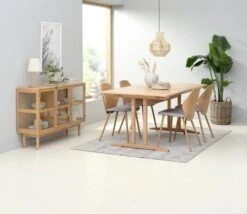 AALBORG L180/270 + 4 HORNE Chêne/gris -Meubles Soldes Boutique 189191