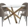 AGERBY Ø119 Table Chêne + 4 KOKKEDAL Chaises Velours Gris