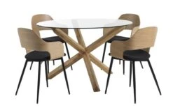 AGERBY Ø119 Table Chêne + 4 HVIDOVRE Chaises Chêne/noir