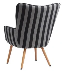 Fauteuil SIMESTED Rayures Tissu Noir/beige -Meubles Soldes Boutique 212343
