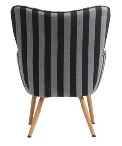Fauteuil SIMESTED Rayures Tissu Noir/beige -Meubles Soldes Boutique 212344
