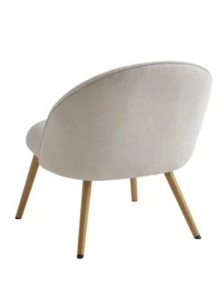 Fauteuil THORUP Tissu Beige/coloris Chêne -Meubles Soldes Boutique 212367