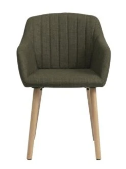 Chaise ADSLEV Tissu Vert Olive/coloris Chêne -Meubles Soldes Boutique 213484
