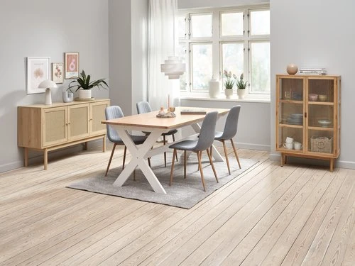 VISLINGE L190 Table Naturel + 4 JONSTRUP Chaises Bleu Clair 2 VISLINGE L190 Table Naturel + 4 JONSTRUP Chaises Bleu Clair â Image 2