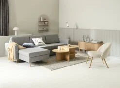 Fauteuil THORUP Tissu Beige/coloris Chêne -Meubles Soldes Boutique 213752 2