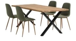ROSKILDE L200 Table Chêne Naturel + 4 BISTRUP Chaises Olive